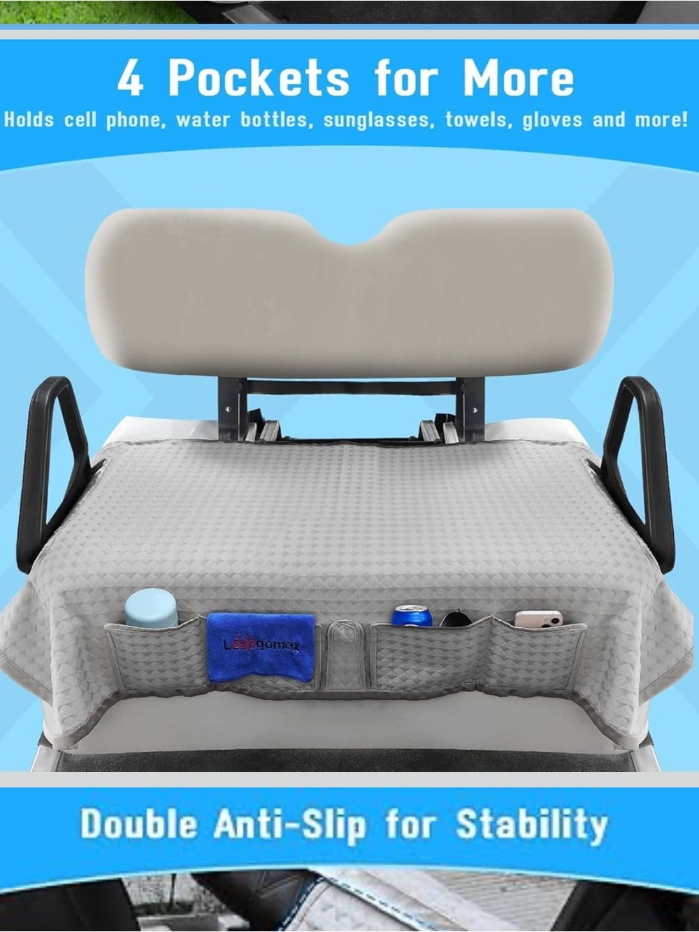 Golf cart seat cover - Light Gray